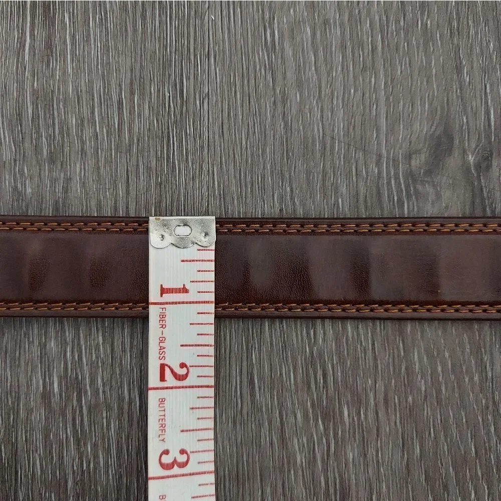 Brown Ratchet Leather Belt Eagle Buckle Size L 38